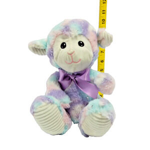 Midwood Stuffed Plush Easter Lamb Glitter Pastel Purple Bow Soft Big Feet Cuddly
